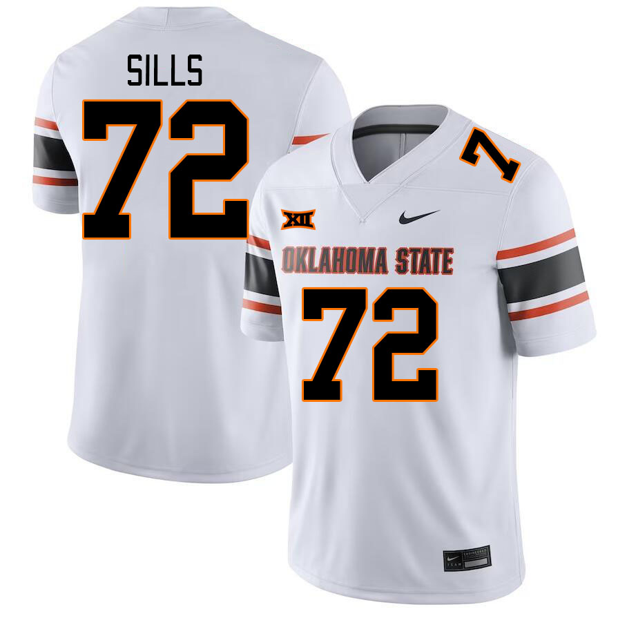 Oklahoma State Cowboys #72 Josh Sills College Football Jerseys Stitched Sale-White